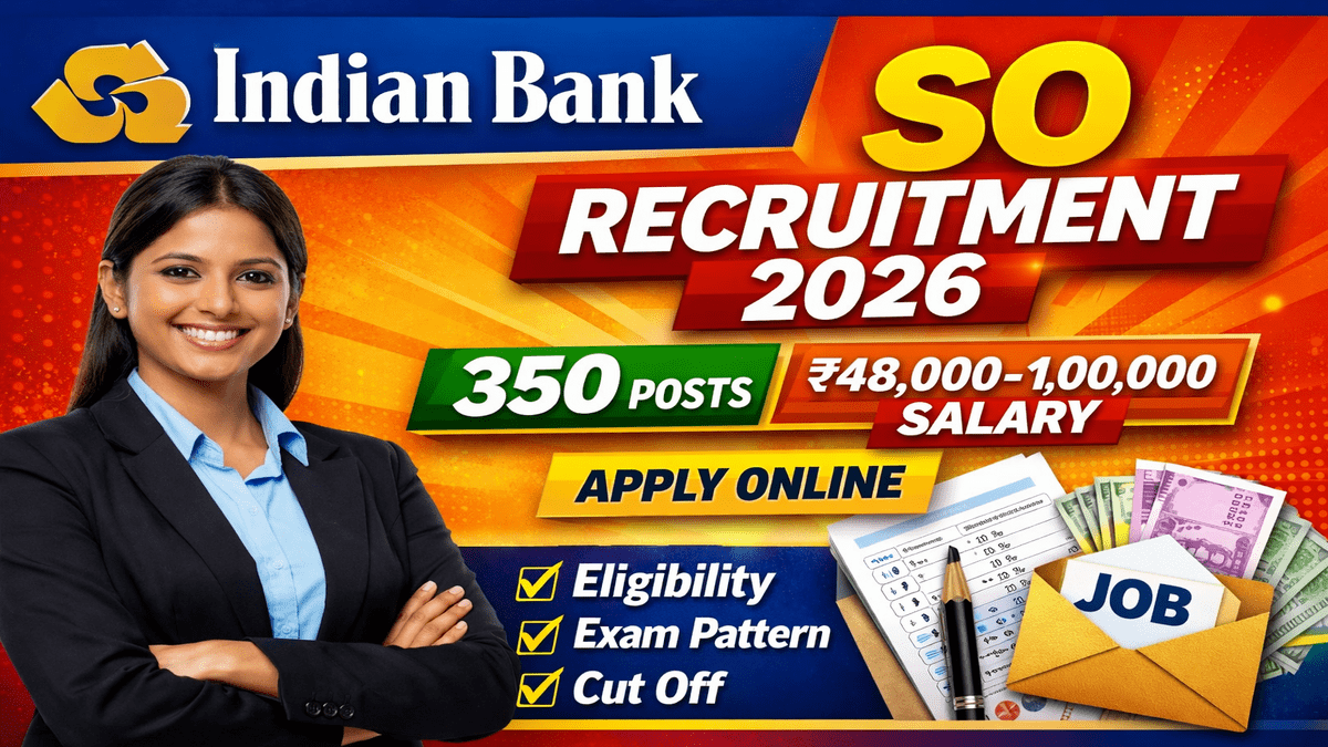 Indian Bank SO Recruitment 2026 Notification, Apply Online, 350 Posts, Eligibility & Details