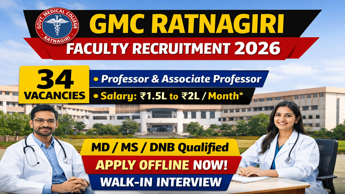 GMC Ratnagiri Professor Recruitment 2026,  Eligibility, Salary, Interview Date