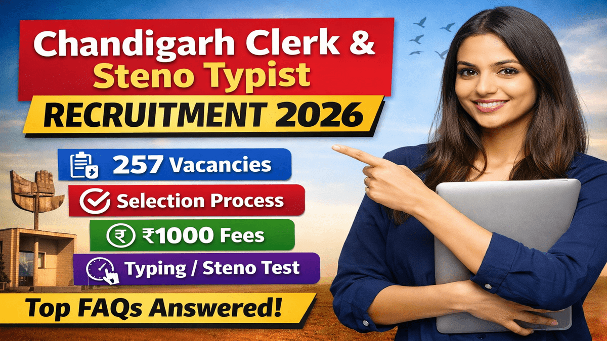 Chandigarh Clerk and Steno Typist Recruitment 2026 eligibility, syllabus, exam pattern, & online apply last date