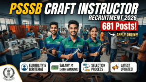 PSSSB Craft Instructor Recruitment 2026 for 681 Posts – Apply Online, Eligibility, Salary & Selection Process