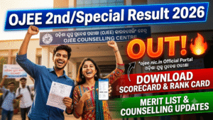 OJEE 2nd/Special Result 2026 Out; Download Scorecard, Rank Card, Merit List & Counselling Updates