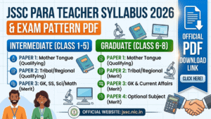 jssc para teacher syllabus & exam pattern Out; JSSC Para Teacher Syllabus 2026 & Exam Pattern PDF – Paper-Wise Syllabus for JTAACCE Assistant Acharya