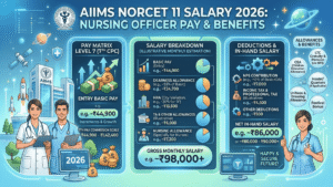 AIIMS NORCET 11 Salary 2026;out  ₹44,900 Basic Pay, In-Hand Salary & Complete Salary Structure