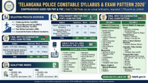 Telangana Police Constable Syllabus & Exam Pattern 2026 PDF, PWT & FWE Subject-Wise Syllabus for 7,739 Posts