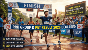 RRB Group D PET Result 2026 Declared Zone Wise; Check CEN RRC-08/2024 Physical Efficiency Test Result, Qualified Candidates List, DV & Medical Exam Latest Updates
