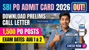 SBI PO Admit Card 2026 Out – Download Prelims Call Letter for 1,500 PO Posts, Exam Date, Pattern & Direct Link