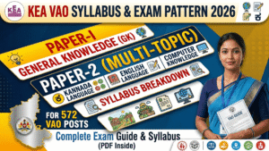 KEA VAO Syllabus & Exam Pattern 2026; Paper-1 GK, Paper-2 Kannada, English & Computer for 572 Posts